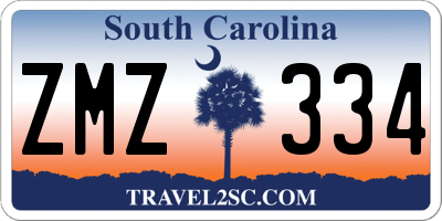 SC license plate ZMZ334