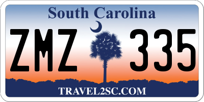 SC license plate ZMZ335