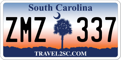 SC license plate ZMZ337