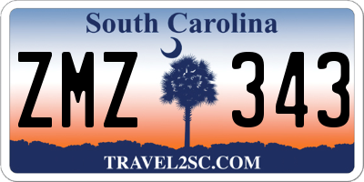 SC license plate ZMZ343
