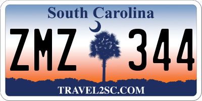 SC license plate ZMZ344