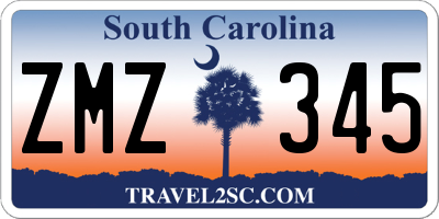 SC license plate ZMZ345