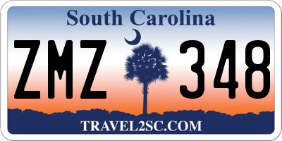SC license plate ZMZ348