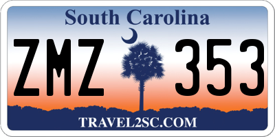 SC license plate ZMZ353