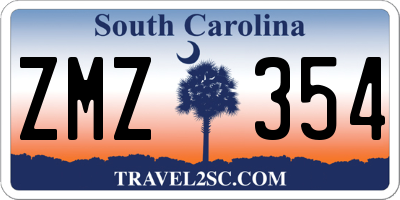SC license plate ZMZ354