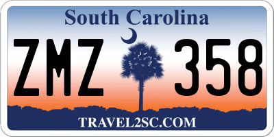 SC license plate ZMZ358