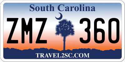 SC license plate ZMZ360