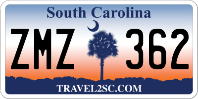 SC license plate ZMZ362