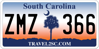 SC license plate ZMZ366
