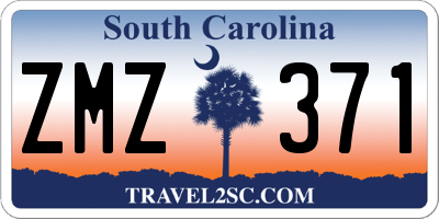 SC license plate ZMZ371