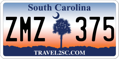 SC license plate ZMZ375