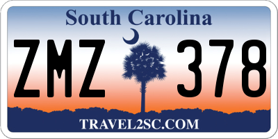 SC license plate ZMZ378