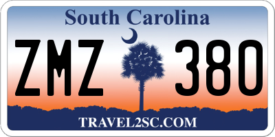SC license plate ZMZ380