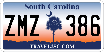 SC license plate ZMZ386