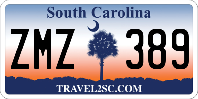 SC license plate ZMZ389