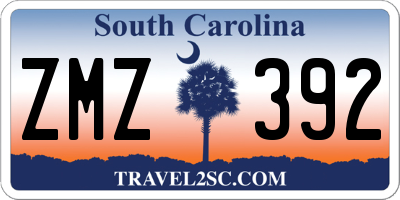 SC license plate ZMZ392