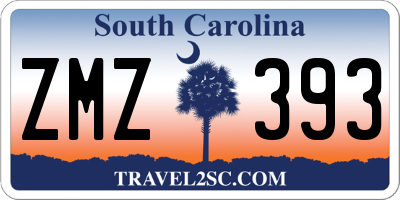 SC license plate ZMZ393