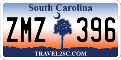 SC license plate ZMZ396