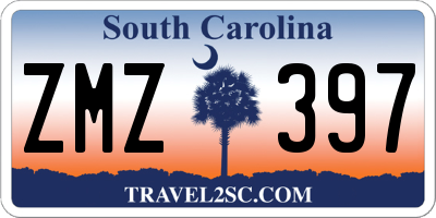 SC license plate ZMZ397