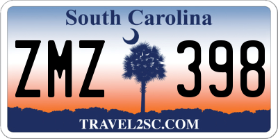 SC license plate ZMZ398