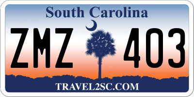 SC license plate ZMZ403