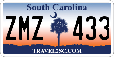 SC license plate ZMZ433