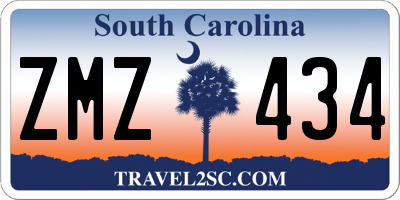 SC license plate ZMZ434