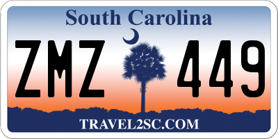 SC license plate ZMZ449
