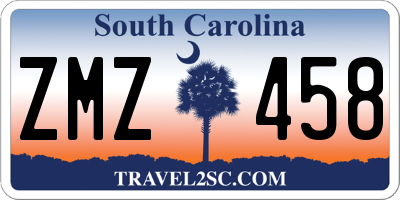 SC license plate ZMZ458