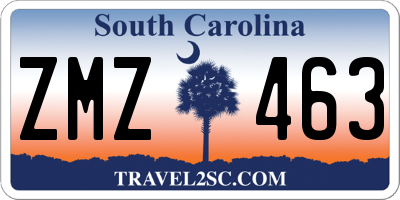 SC license plate ZMZ463