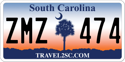 SC license plate ZMZ474