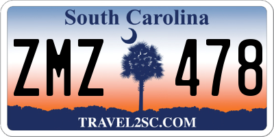 SC license plate ZMZ478