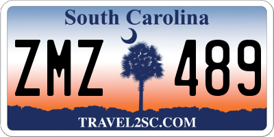 SC license plate ZMZ489