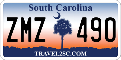 SC license plate ZMZ490