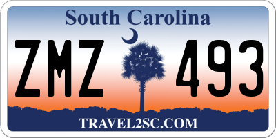 SC license plate ZMZ493