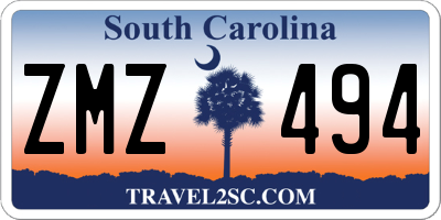 SC license plate ZMZ494