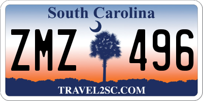 SC license plate ZMZ496
