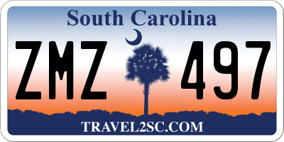 SC license plate ZMZ497