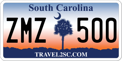 SC license plate ZMZ500