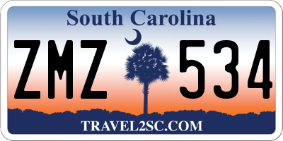 SC license plate ZMZ534
