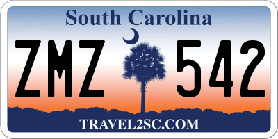 SC license plate ZMZ542