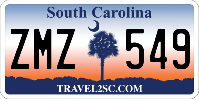 SC license plate ZMZ549