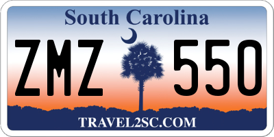 SC license plate ZMZ550
