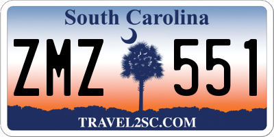 SC license plate ZMZ551