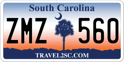 SC license plate ZMZ560