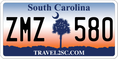 SC license plate ZMZ580
