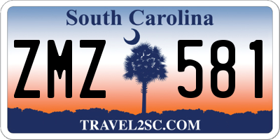SC license plate ZMZ581