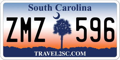 SC license plate ZMZ596