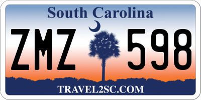 SC license plate ZMZ598