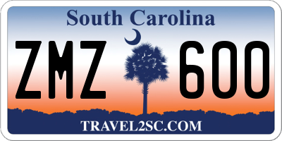 SC license plate ZMZ600